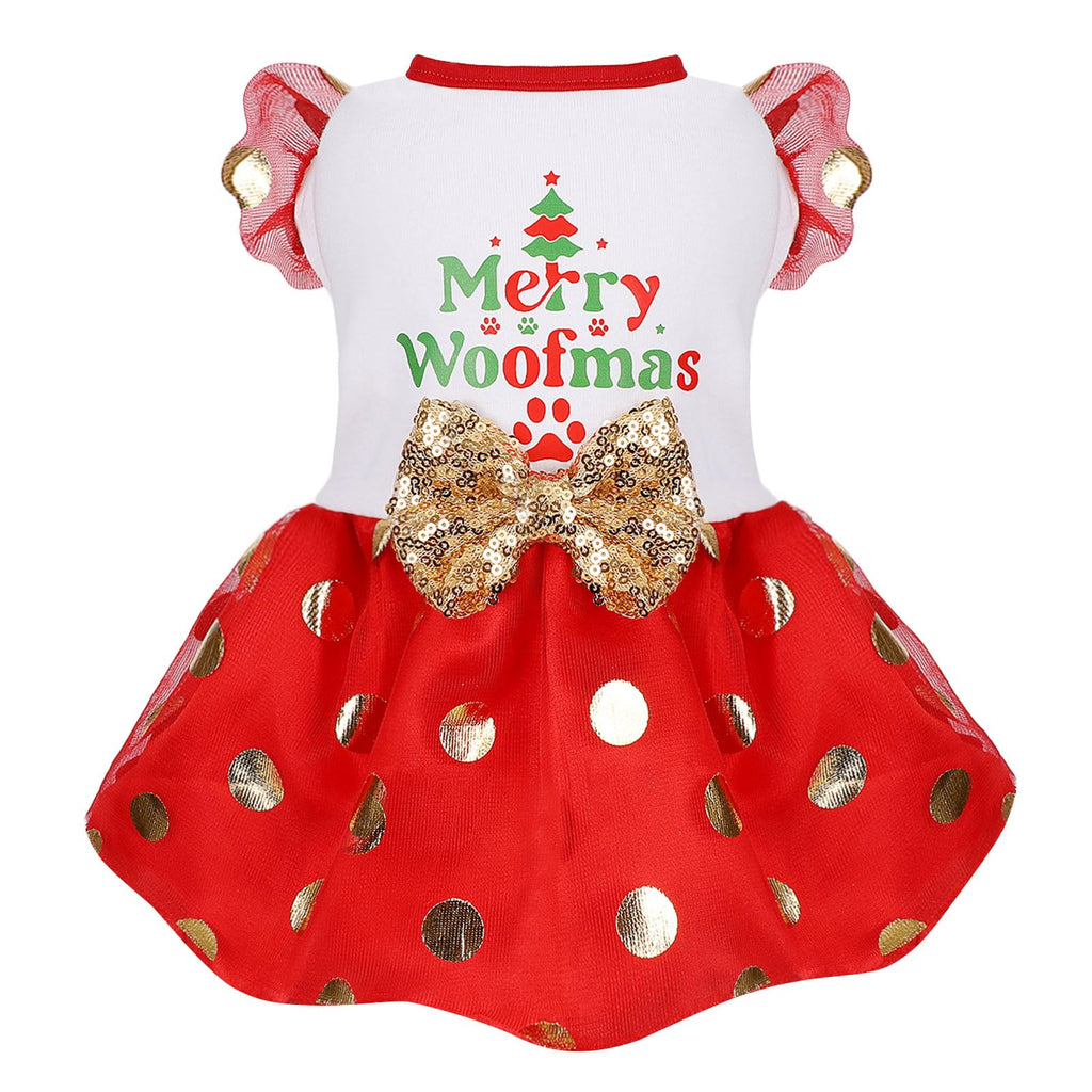 Yikeyo Girl Dog Christmas Dress with Bowtie - Lightweight Puppy Clothes for Small Dog - Red, Medium