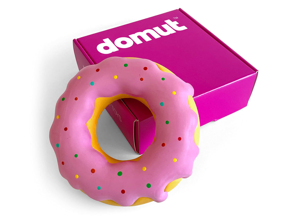 Donut Dog Toys - for Aggressive Chewers Durable Chew Toy Rubber For Large & Medium Dogs, Tough Heavy Duty Birthday Gift (1 x Pink)