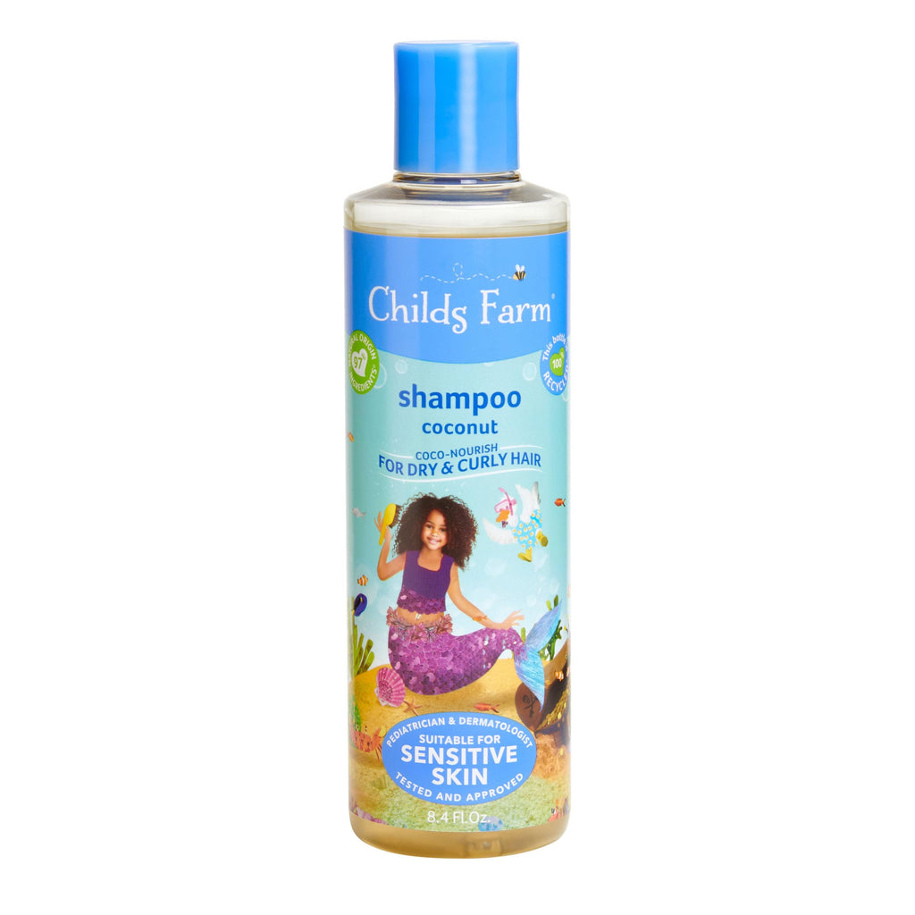 Childs Farm, Coco-Nourish Shampoo contains natural corn and coconut cleansers to gently clean and nourish hair leaving curls defined, 8.4 Fl Oz
