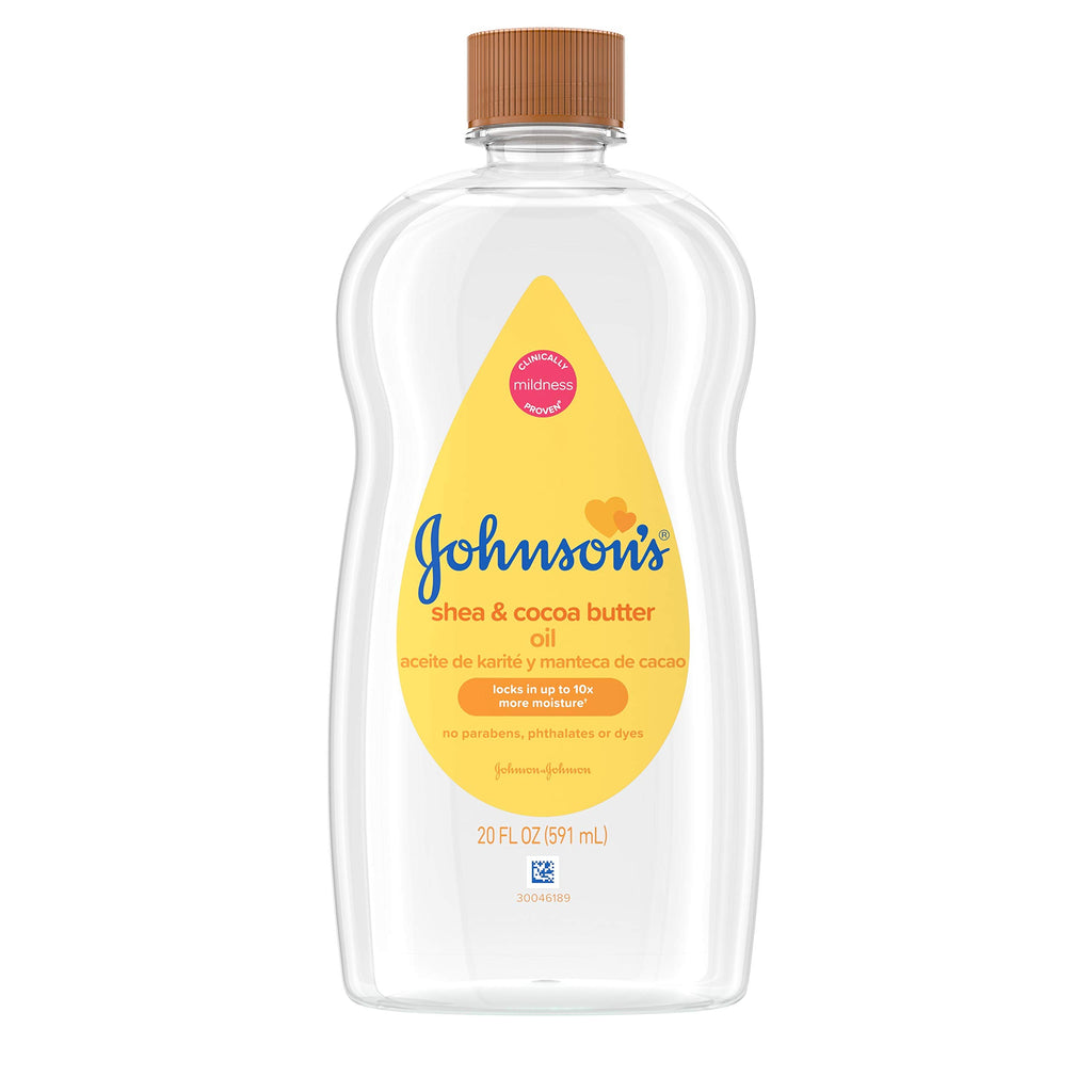 Johnson's Baby Mineral Oil Enriched with Shea & Cocoa Butter for Baby Massage & to Prevent Moisture Loss & Help Relieve Dry Skin, Allergy Tested for Babies, Kids & Adults, 20 Fl Oz Pack of 6