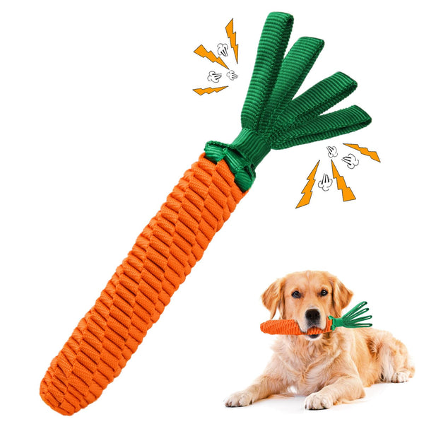 LIFLIX Dog Rope Toy, Tug of War Dog Toy, Cute Carrot Dog Toy with Crinkle Paper Tags