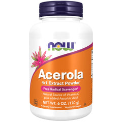 NOW Foods Supplements, Acerola 4:1 Extract Powder, Acerola and Ascorbic Acid, Free Radical Scavenger*, 6-Ounce