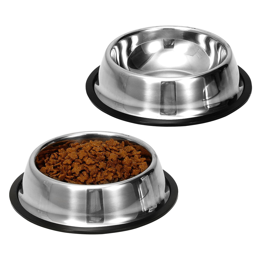 Mutsutaz 2 Pack Stainless Steel Dog Bowls with Rubber Bottom,Anti-Slip Heavy Duty Premium Quality Pets Feeder Bowls for Dogs and Cats and More (¾Cup / 6oz)