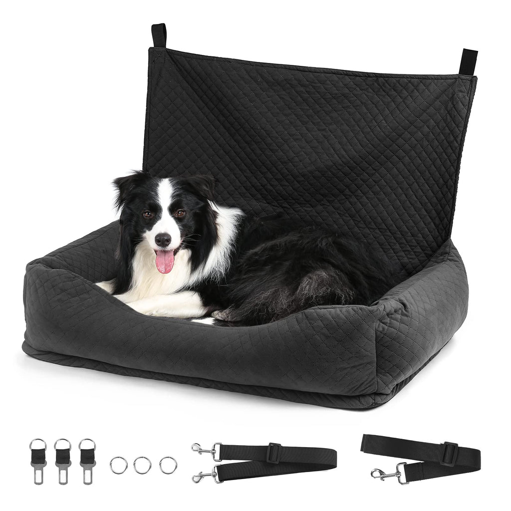 Bnonya Dog Car Seat for Medium Large, Safe and Comfortable Dog Car Bed Medium Under 60lbs, Multipurpose Design Washable with Non-Slip Base