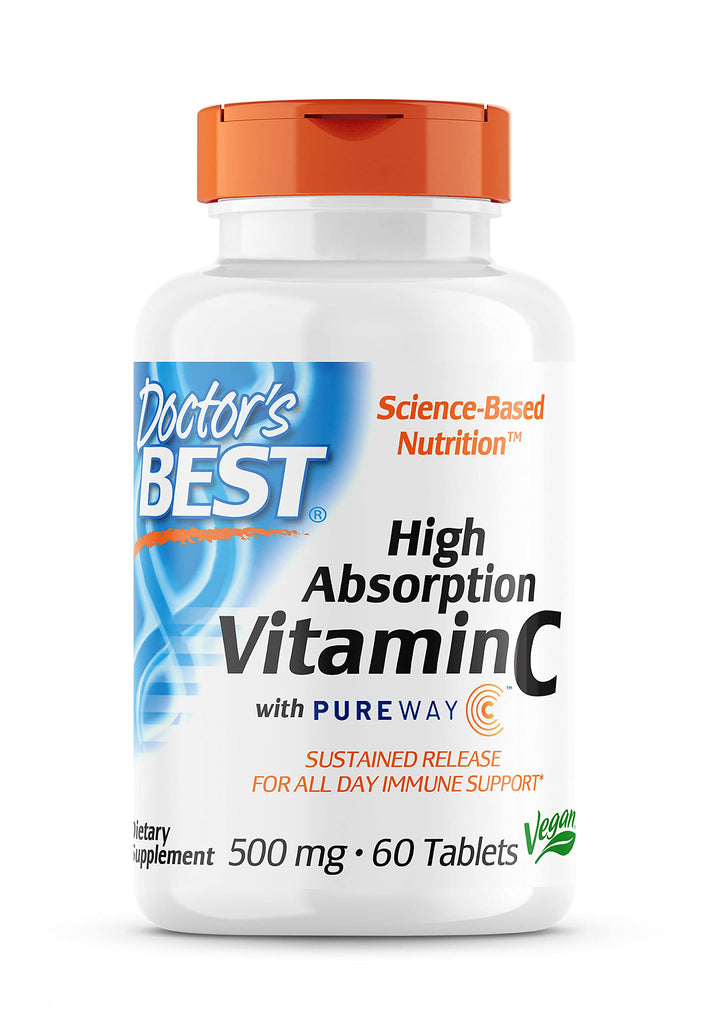 Doctor's Best 12-Hour Vitamin C 500mg with PureWay-C, Supports Immune System, Potent Antioxidant 60 Tablets