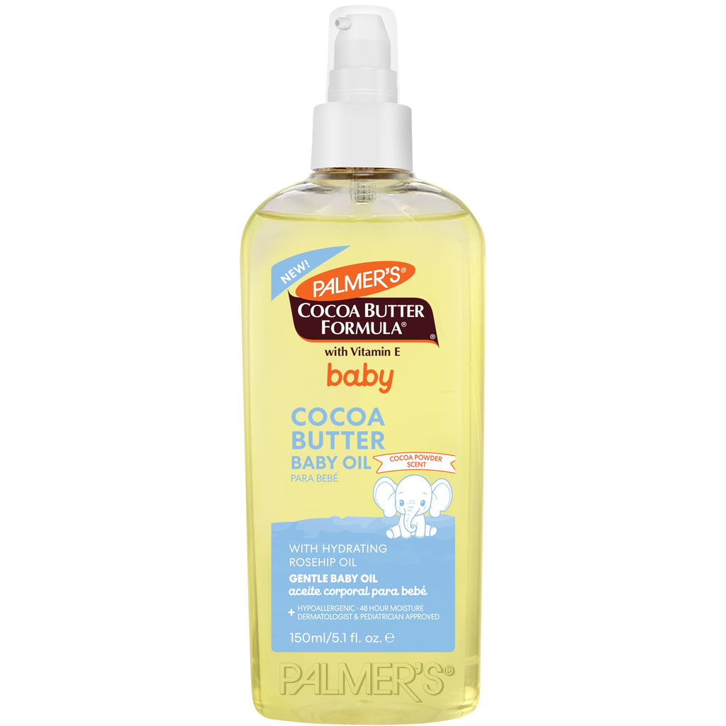 Palmer's Cocoa Butter Formula Gentle Baby Oil, 5.1 fl oz, Nourishing for Delicate Skin, Vitamin E Baby Essentials