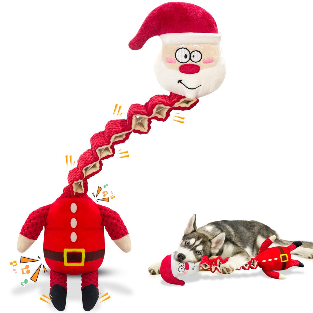 kachewlulu Christmas Large Interactive Dog Toys: Squeaky Plush Stuffed Dog Toy for Large Dogs - Big Chew Santa Dogs Toys for Puppy Small Medium Large Breeds