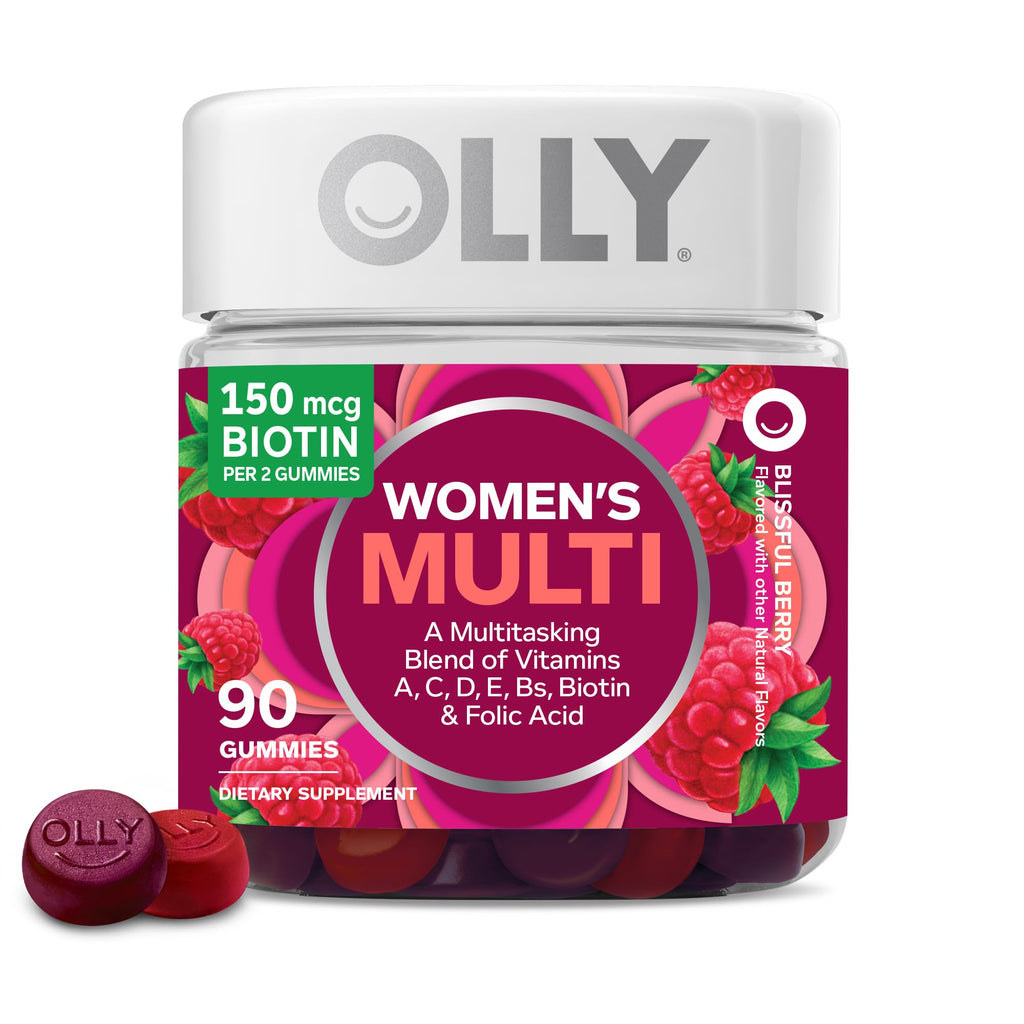 OLLY Women's Multivitamin Gummy, Vitamins A, D, C, E, Biotin, Folic Acid, Adult Chewable Vitamin, Berry Flavor, 45 Day Supply - 90 Count (Packaging May Vary)