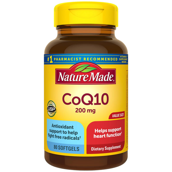 Nature Made CoQ10 200mg, Dietary Supplement for Heart Health Support, 80 Softgels, 80 Day Supply
