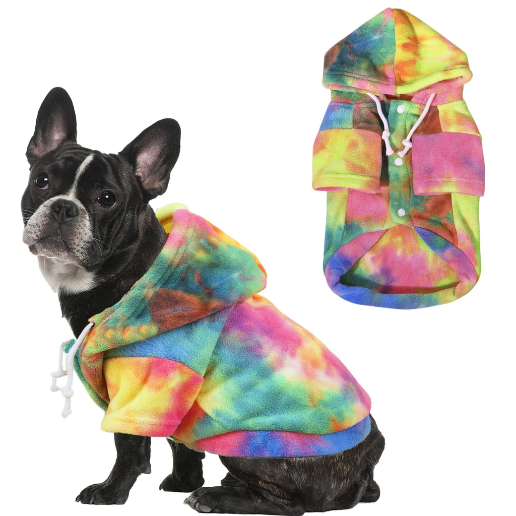 Mklhgty Tie Dye Dog Hoodie, Winter Coat for Small Dogs - Ultra-Soft Adjustable Warm Hood, Breathable Comfort Fabric for Daily Use