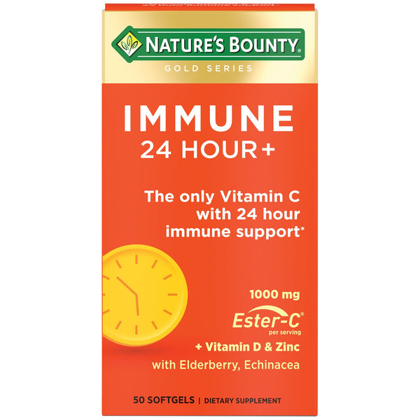 Nature's Bounty Immune 24 Hour +, The only Vitamin C with 24 Hour Immune Support from Ester C, Rapid Release Softgels, 50 Count