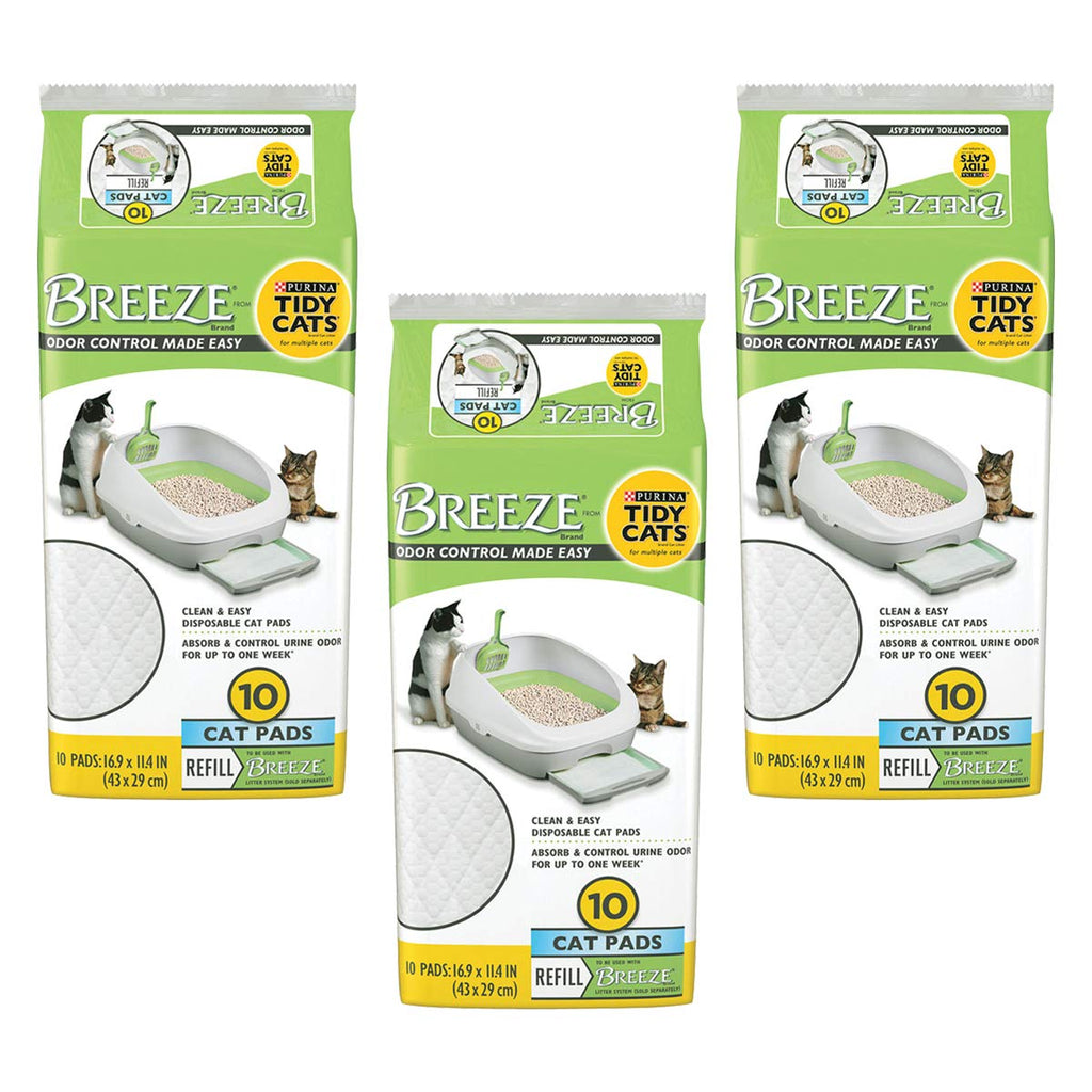 Tidy Cats Breeze Cat Pads, Advanced Odor Control, 10 Count Each (Pack of 3)