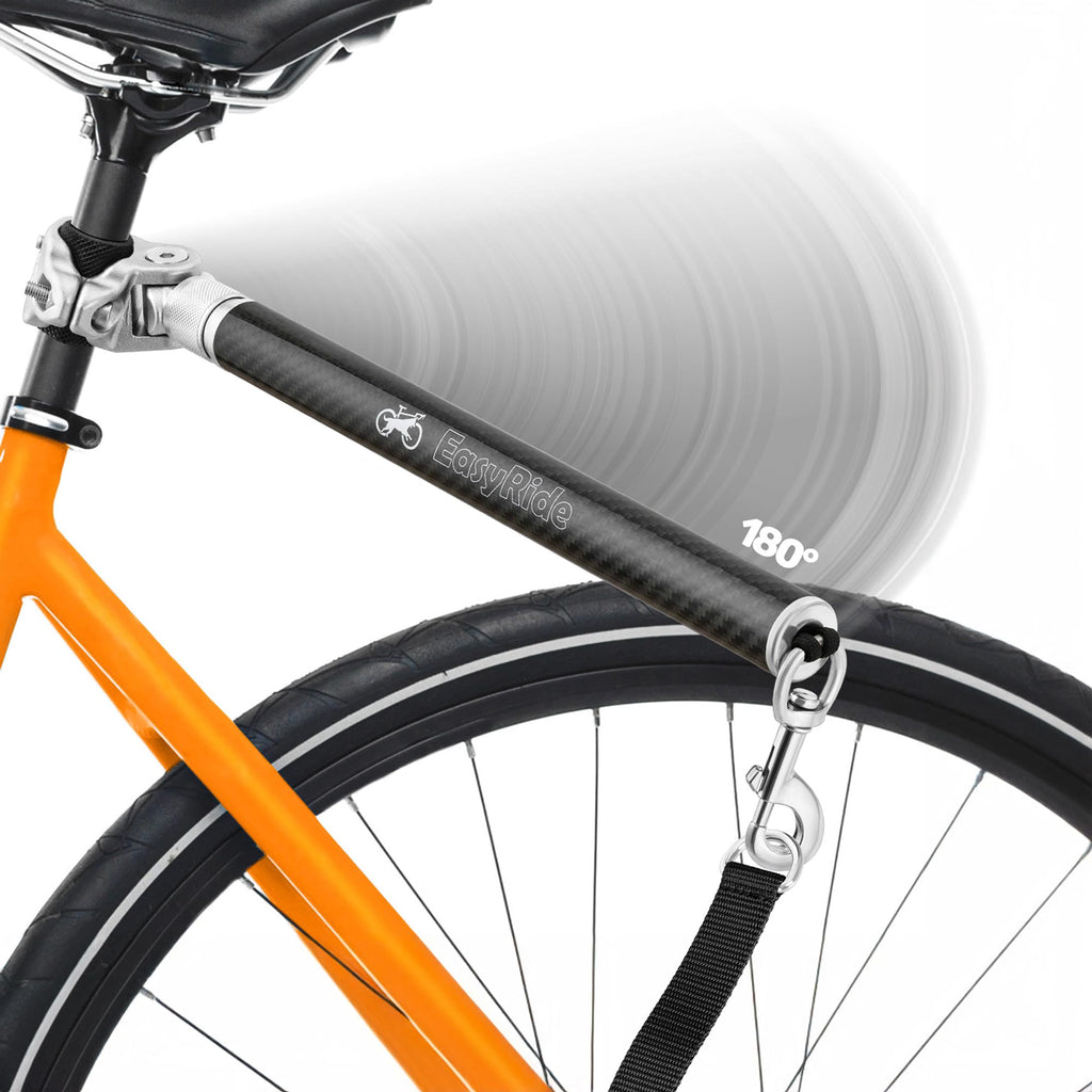 Malabi V2.0-180° Rotating Dog Bike Leash - with Shock Absorbers and Quick Attach Mechanism | Carbon Fiber | Detachable, Adjustable for The Smoothest Ride- Patent Pending (Black)
