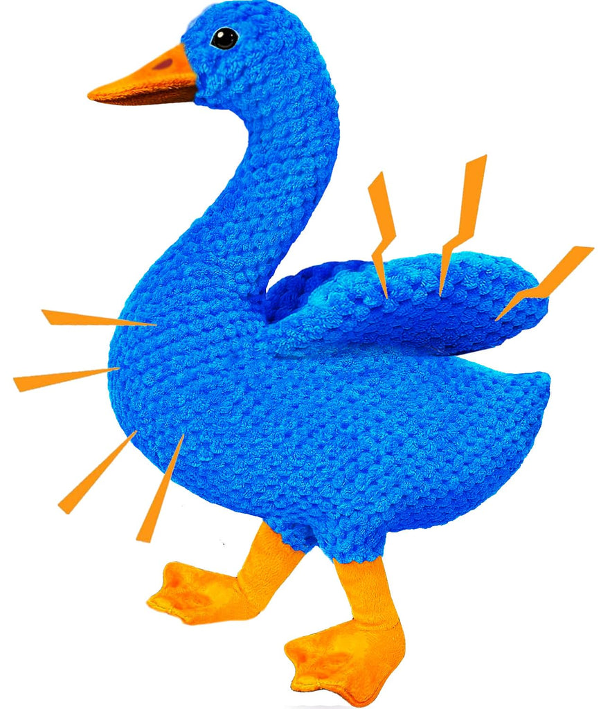 LUTICO Calming Duck Toy for Dogs: Cute Mr. Duck 12" Squeaky Dog Toys Plush Crinkle Chew Toy for Small Medium and Large Breeds - Calming Ultramarine