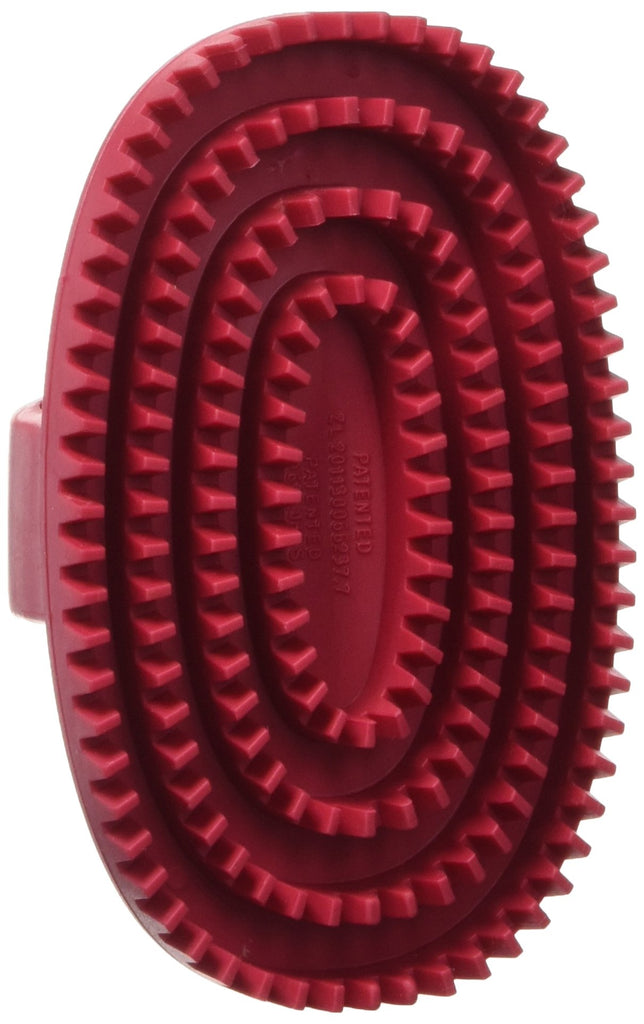 Le Salon Essentials Rubber Curry Grooming Brush with Loop Handle Red