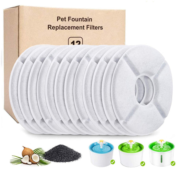 PK.ZTopia 12-Pack Cat Fountain Filters, Replacement Filters for 84oz/2.5L Water Fountain