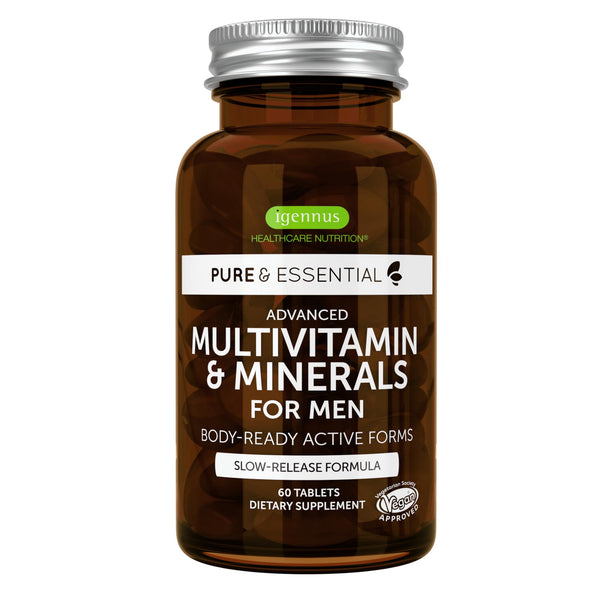 Methylated Men's Multivitamin, MTHFR Supplement with Active B-Vitamins, High Strength 2 a Day Multivitamin for Sustained Release, Added Lycopene, Clean Label, Non-GMO & Vegan 60 Tablets, by Igennus