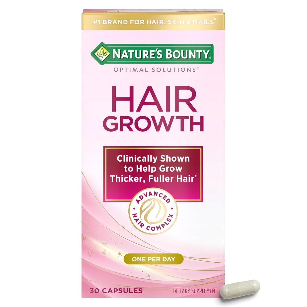 Nature's Bounty Hair Growth Supplement, 1 Per Day, Clinically Shown to Support Thicker, Fuller Hair, with Biotin, Silicon & Arginine, 30 Capsules