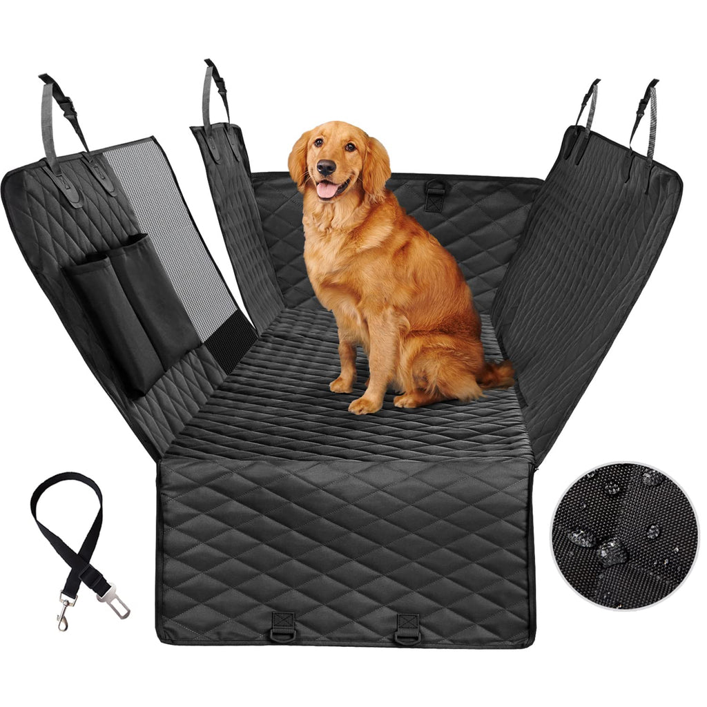 Vailge Dog Seat Cover for Back Seat, 100% Waterproof with Mesh Window, Scratch Prevent Anti-slip Dog Car Hammock, Standard