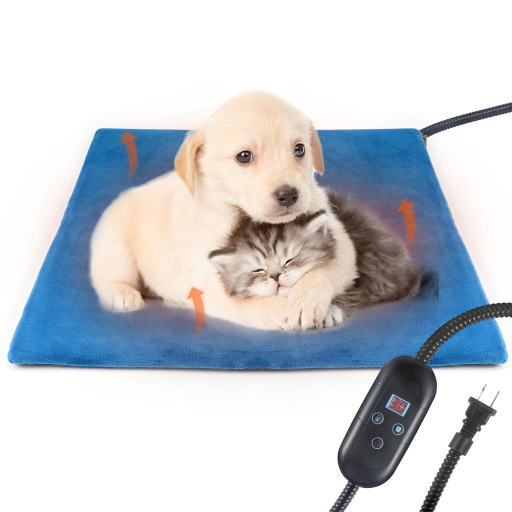 Pet Heating Pad for Cat Heating Pad Indoor Self Heating Cat Pad with 6 Adjustable Temperature & 5 Timers, Dog Heating Pad Waterproof Heated Dog Bed with Chew Resistant Cord Pet Heating Pad
