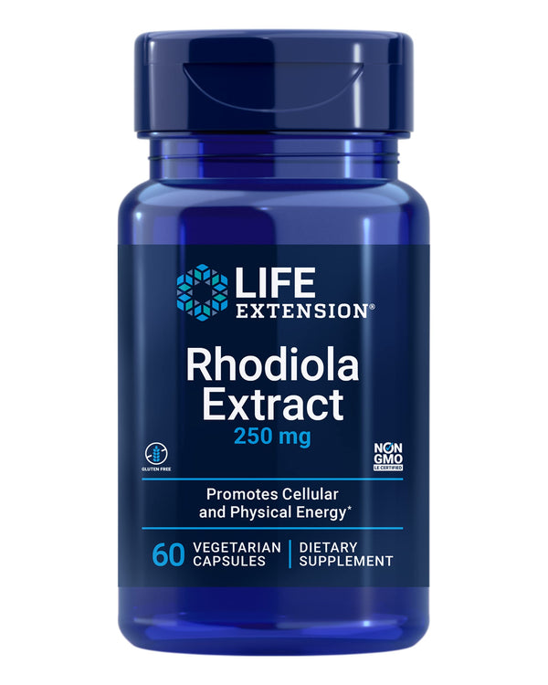 Life Extension Rhodiola Extract, Rhodiola rosea Supplement, standardized Extract, Promotes Physical and Mental Performance, Gluten-Free, Non-GMO, Vegetarian, 250 mg, 60 Capsules