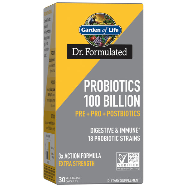 Garden of Life Dr Formulated Once Daily 3-in-1 Complete Probiotics, Prebiotics & Postbiotics Supplement for Women and Men’s Digestive & Immune Health – Extra Strength, 100 Billion CFU