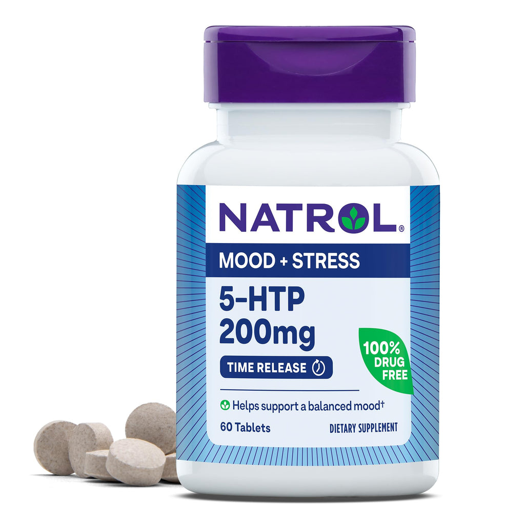 Natrol 5-HTP 200mg, Dietary Supplement Helps Support a Balanced Mood, 60 Time Release Tablets, 60 Day Supply