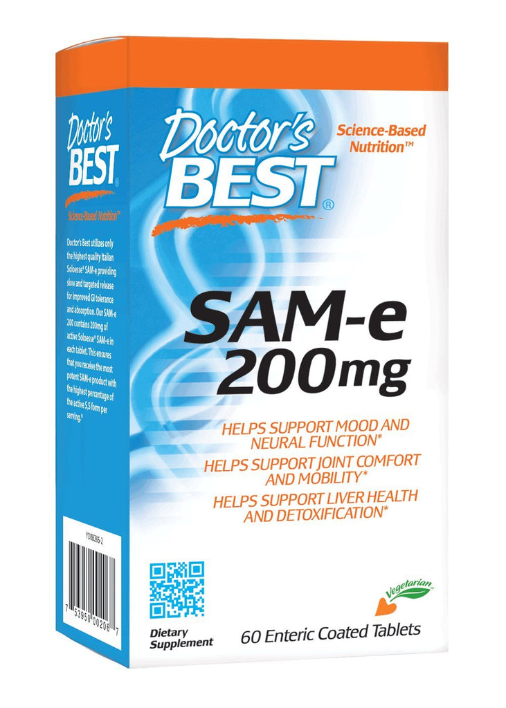 Doctor's Best SAM-e Mood & Joint Support & Liver Health (Pharmaceutical Grade/Non-GMO/Gluten Free/Vegetarian), Tablet, 60 Count (Pack of 1)