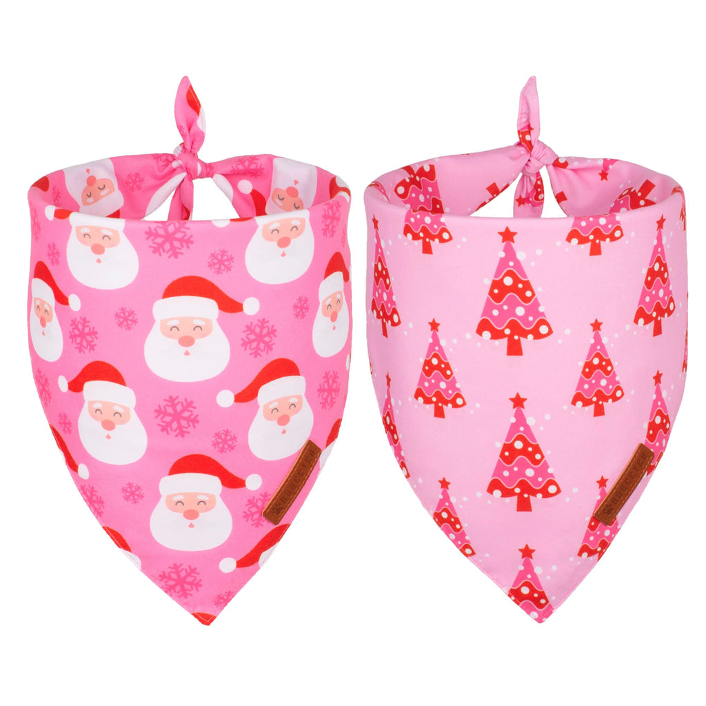 ADOGGYGO Christmas Dog Bandana, Xmas Tree Santa Pet Scarf, Premium Durable Fabric, Adjustable Fit Female Pet Christmas Bandanas for Medium Large Dogs (Large)