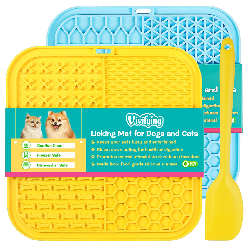Vivifying Lick Mat for Dogs and Cats, 2 Pack Licking Pad with Suction Cups for Keep Busy and Entertained, Dog Enrichment Toys for Reduce Boredom and Mental Stimulation