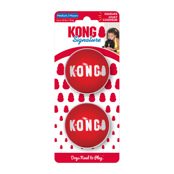 KONG - Signature Balls - 2 Pack Durable Ball for Chasing and Retrieving - for Medium Dogs