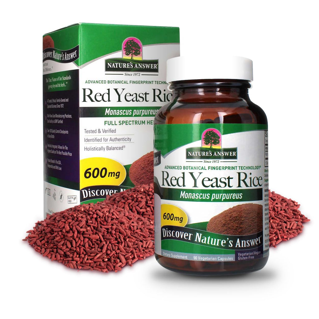 Nature's Answer Red Yeast Rice Herbal Supplement Vegetarian Capsules, 90-Count | Promotes a Healthy Heart | Cardiovascular Support | Beneficial for Blood Circulation