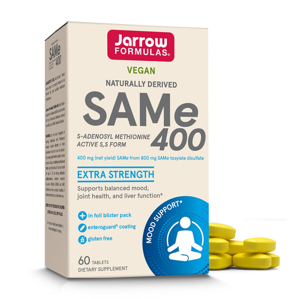 Jarrow Formulas® SAMe 400 mg, Supports Joint Health, Liver Function, Brain Metabolism, 60 Tablets, Up To a 60 Day Supply