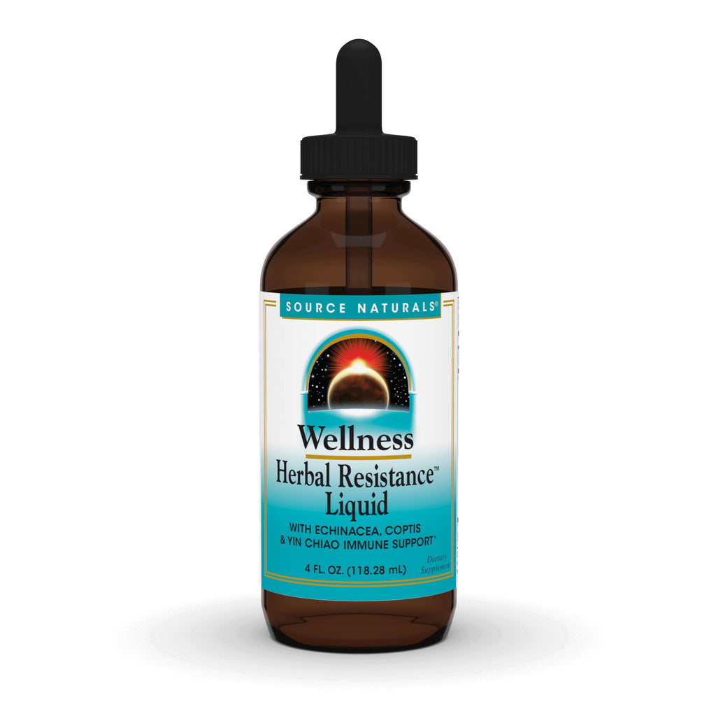 Source Naturals Wellness Herbal Resistance Liquid Immune Defense Supplement and Immunity Booster with Echinacea, Elderberry and Yin Chiao - 4 Fluid Oz