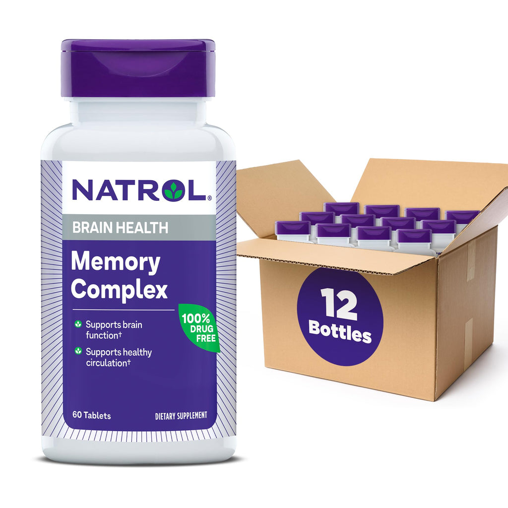 Natrol Memory Complex with Ginkgo Biloba 120mg and B Vitamins, Dietary Supplement for Brain Health and Memory Support, 60 Tablets, 30 Day Supply (Pack of 12)