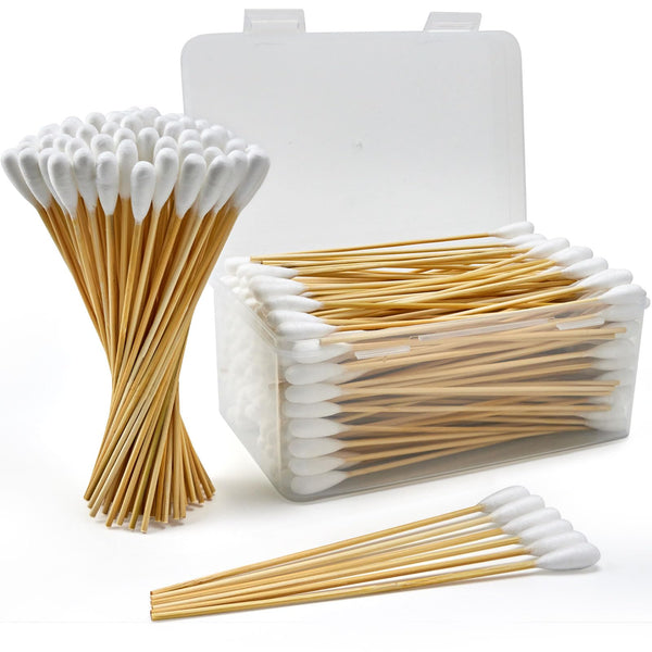 Accesfire 200PCS Large Cotton Swabs in Storage Box, 6 Inch Dog Ear Swabs with Bamboo Handle for Dogs - Soft Cotton, Gentle and Lint-Free, Specially Designed for Dogs, Cleaning Solution