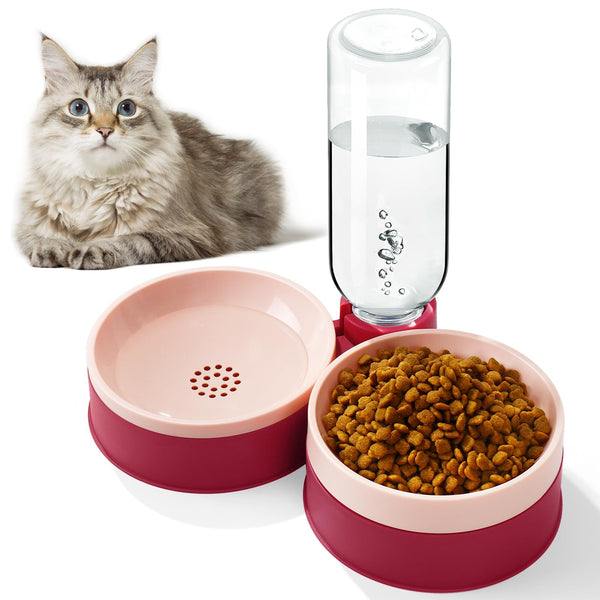 Cat Food Bowl, Cat Bowls Whisker Friendly with Water Dispenser for Cats and Small Dogs
