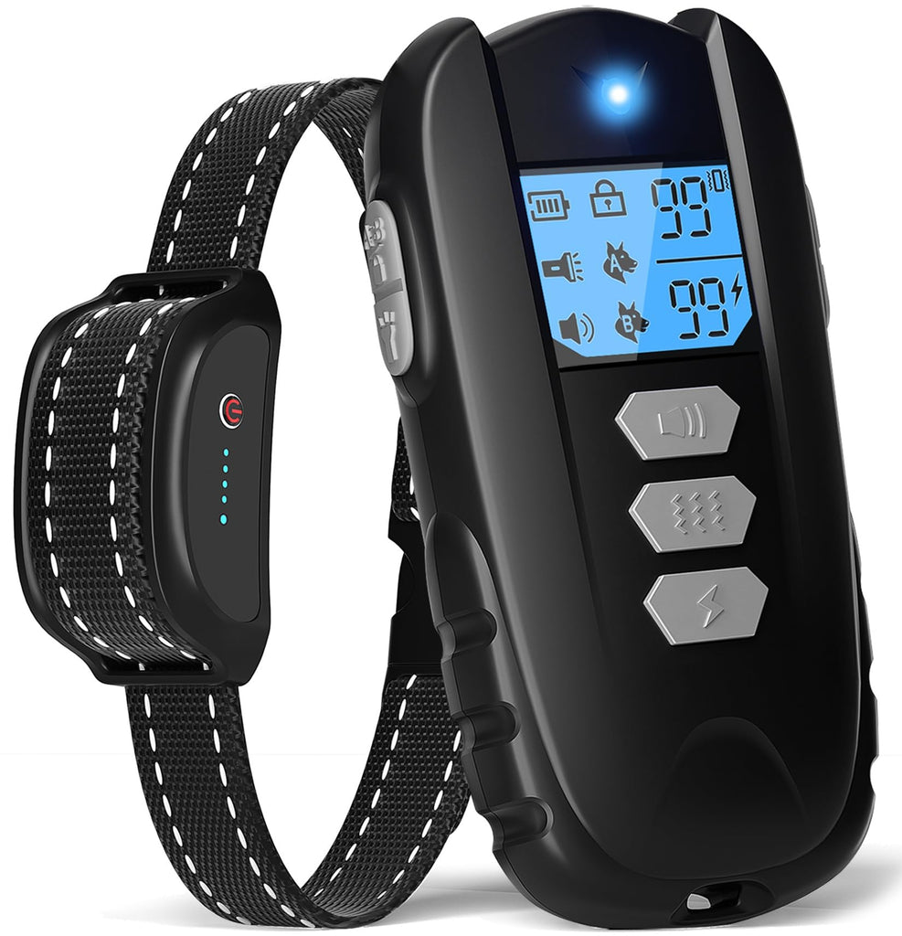 Dog Training Collar with Remote - Shock Collar for Dogs, Waterproof Electric Collar with Flashlight Beep Vibration Shock Modes Rechargeable Dog Shock Collar for Small Medium Large Dogs