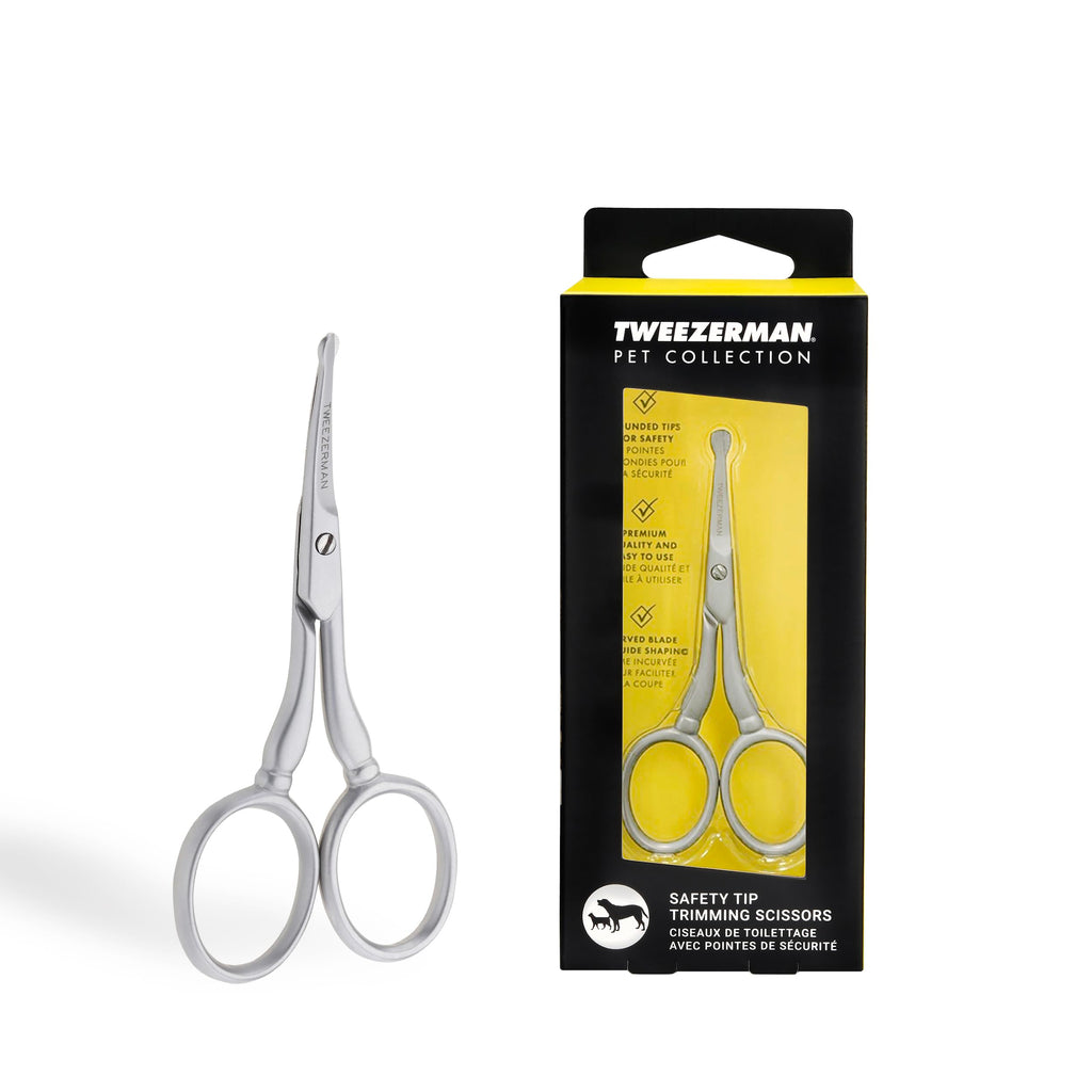 Tweezerman Pet Grooming Scissors, Stainless Steel Rounded Tip Trimming Shears for Dogs and Cats