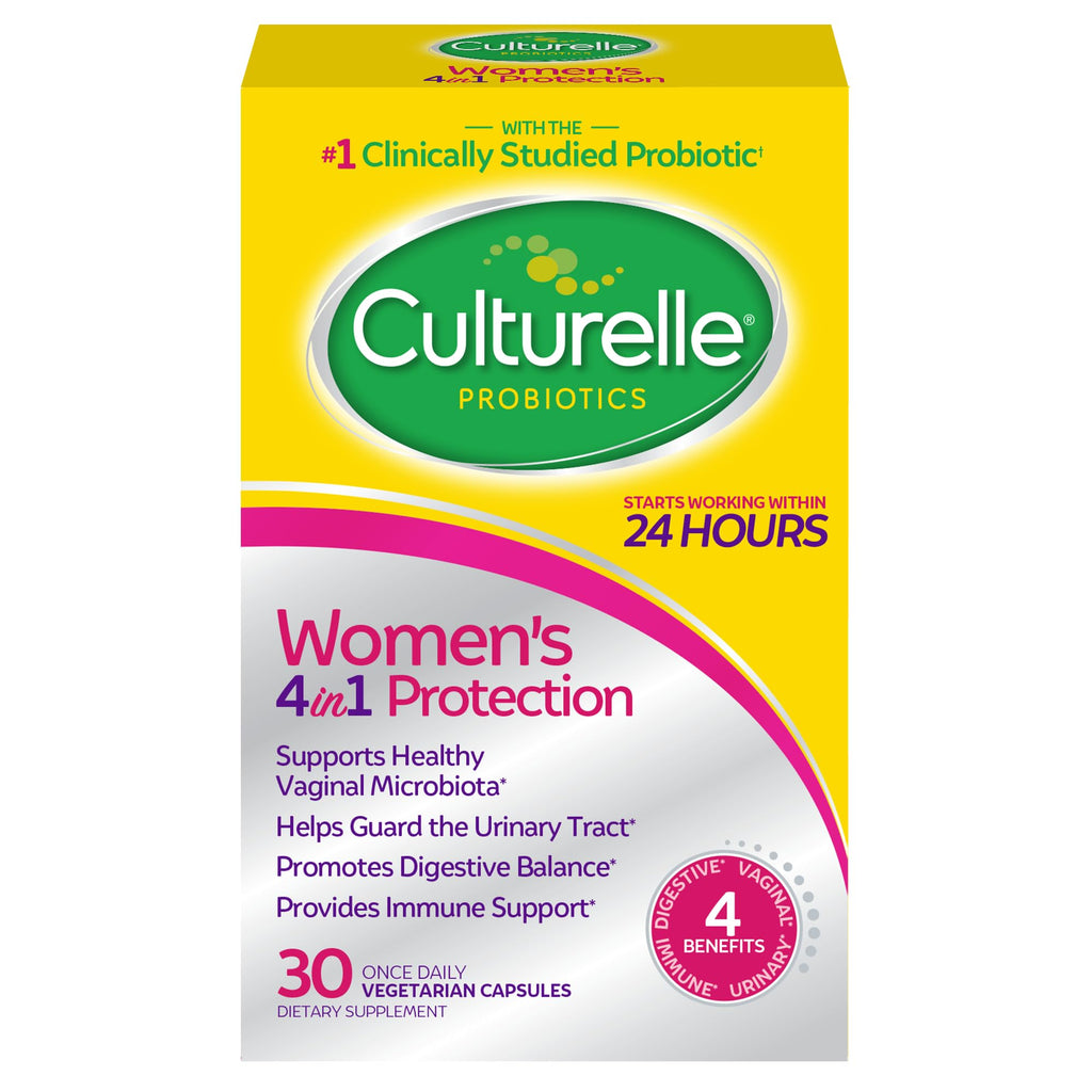 Culturelle 4-in-1 Probiotics for Women, Daily Probiotic & Prebiotic Supplement to Support Vaginal Health, Digestive Health, Immune Health, Occasional Diarrhea, Gas & Bloating Relief, Non-GMO, 30 Count