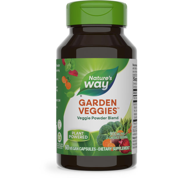 Nature's Way Garden Veggies, Veggie Powder Blend, 900 mg per 2-Capsule Serving, 60 Vegan Capsules (Packaging May Vary)