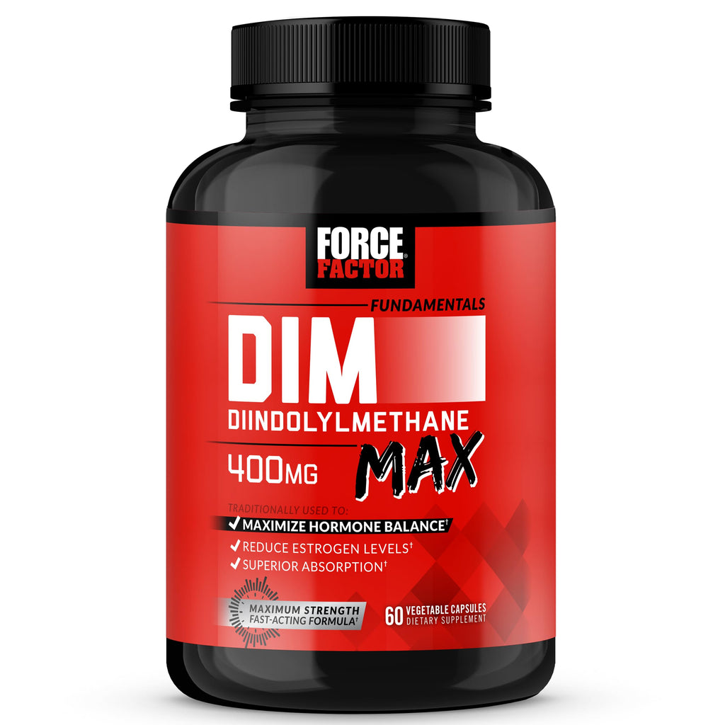 FORCE FACTOR DIM Max, DIM Supplement for Men to Support Hormone Balance and Estrogen Balance, Maximum Strength Diindolylmethane, Superior Absorption, 400mg, 60 Capsules