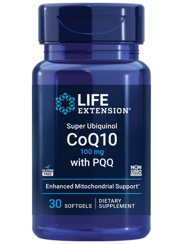 Life Extension Super Ubiquinol CoQ10 with PQQ, CoQ10, PQQ, shilajit, heart health, cellular energy support, 8x better absorption, gluten-free, 100 mg, 30 softgels