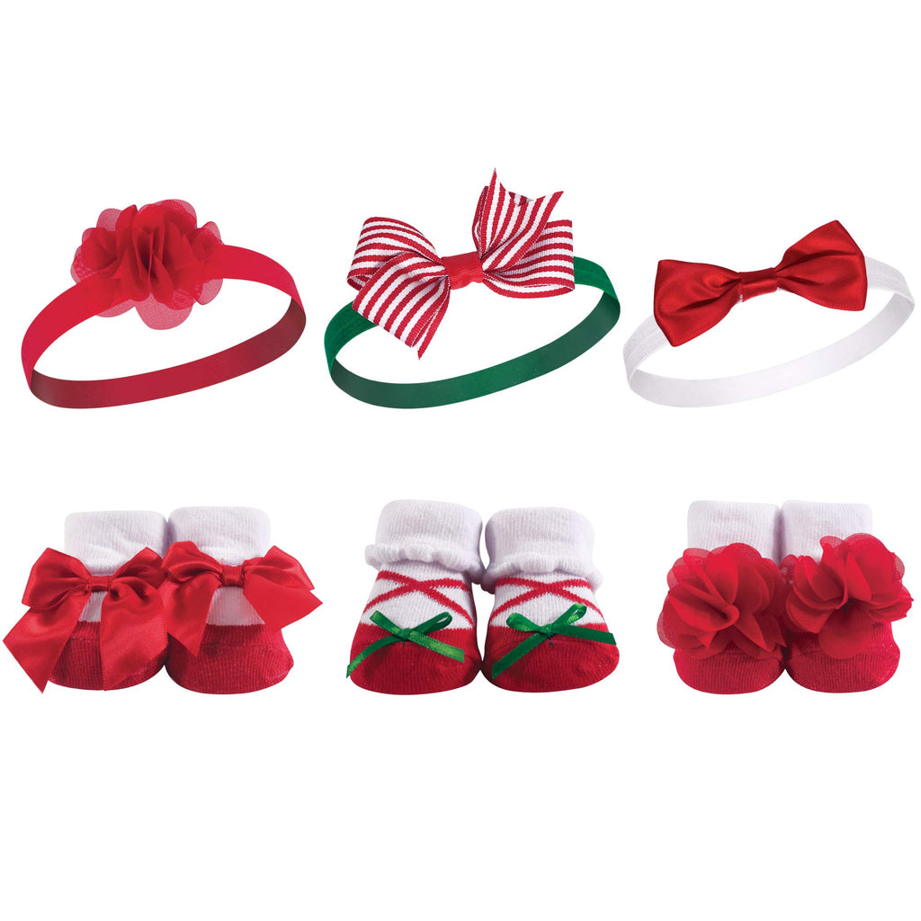 Hudson Baby Unisex Baby Headband and Socks Gift set, Holly, One Size
