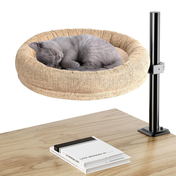 Gomyrod Cat Bed for Desk - Mounted Desktop Pet Bed for Home Office, Max Load 50 LBS, Comfortable Desk Cat Perch for Indoor, Height Adjustable & 360 Rotating