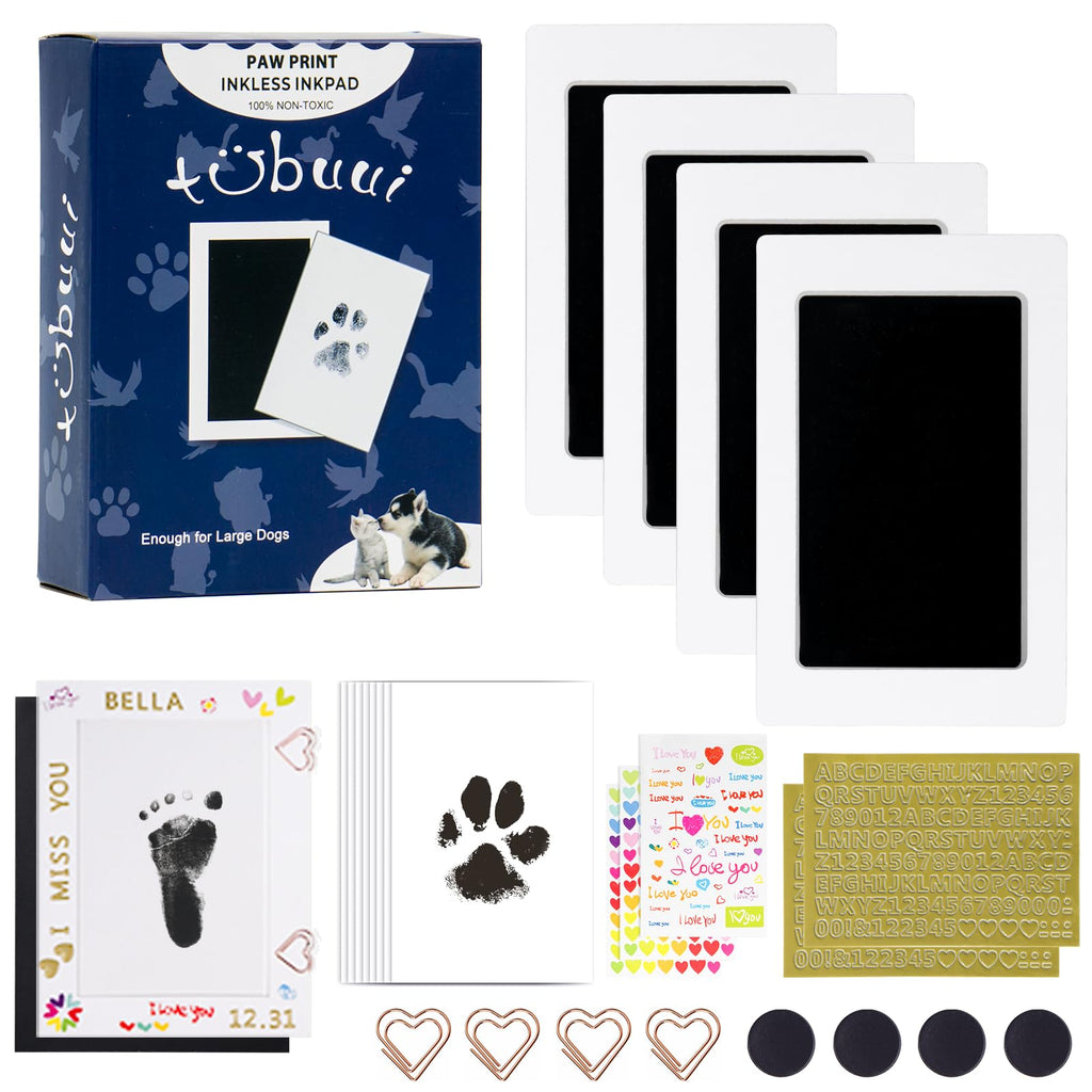 Tubuui Paw Print Kit for Dogs Cats,Inkless Dog Paw Print Kit, Dog Nose Print Kit,Clean Touch Baby Hand and Footprint Kit,No Mess Newborn Baby Footprint Kit, Pet Paw Print Kit for Family Keepsake
