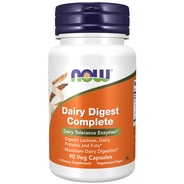 NOW Foods Supplements, Dairy Digest Complete, Digests Lactose, Dairy Proteins and Fats*, Dairy Tolerance Enzymes*, 90 Veg Capsules
