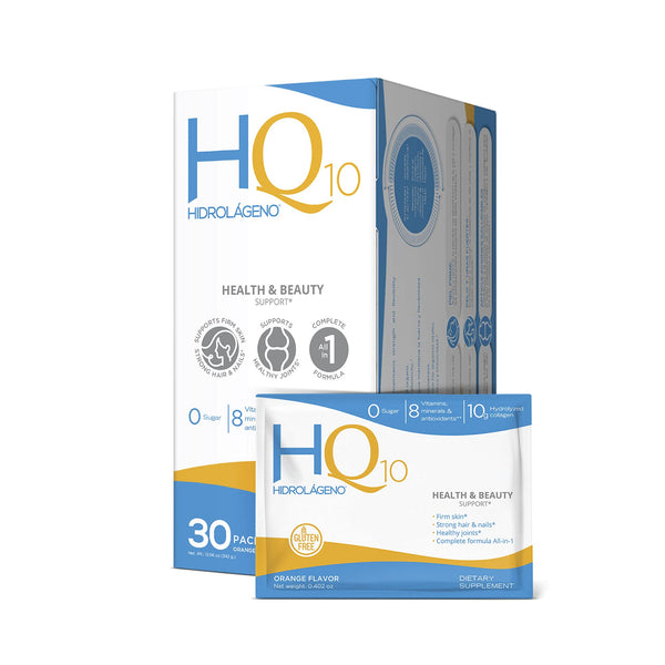 Hidrolageno Q10, Hydrolyzed Collagen, Vitamins, ZINC, Antioxidants, 30 sachets per pack, 4.2 Ounce, Pack of 1