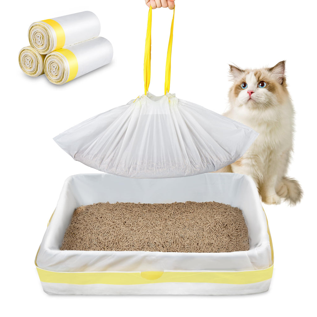 Jumbo Cat Litter Box Liners 37" x 18",30 Count Jumbo Extra Thick With 3 Mil Cat Waste Litter Bags Extra Heavy Duty Large Drawstring Kitty Litter Pan Bags For Pet Supplies