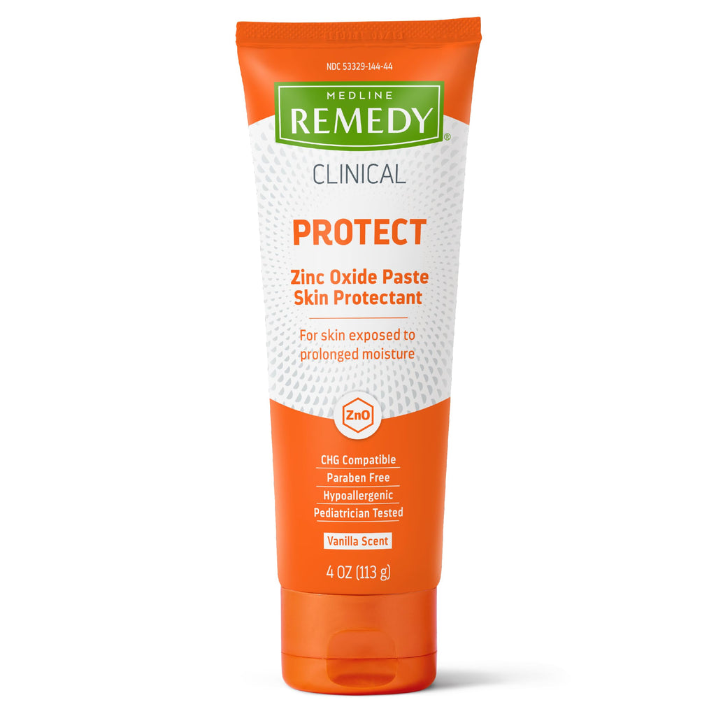 Medline Remedy CLINICAL Zinc Oxide Paste Skin Protectant (4 oz Tube), 12 Count, Vanilla Scent, Diaper Rash Cream, Incontinence Care, Wetness Protection, Paraben Free, Hypoallergenic, Adults, Children